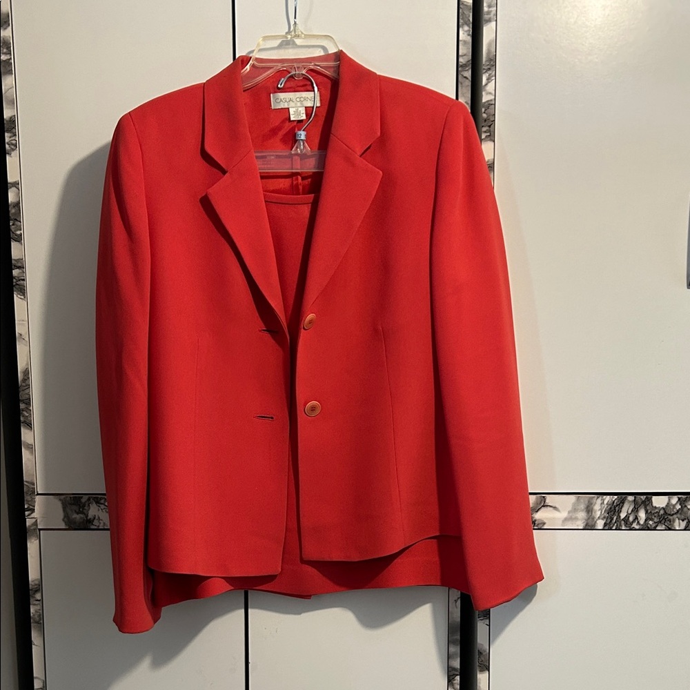 Casual Corner Bold Coral Skirt Set